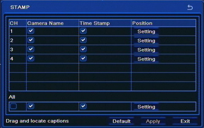 RECORDER S CONFIGURATION NDR-BA3208,NDR-BA3416 User s manual ver.1.0 5.1.3.3. Time Selecting TIME from the RECORD menu displays the following screen.