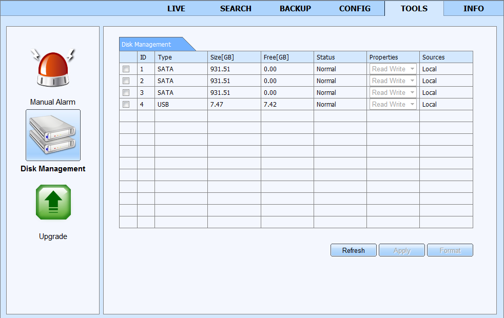 NDR-BA3208,NDR-BA3416 User s manual ver.1.0 NETWORK OPERATIONS UTILIZING WEB BROWSER 6.8. Tools interface.