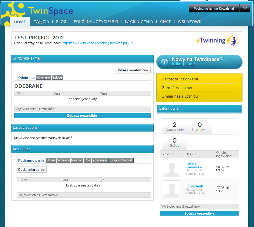 TwinSpace Przestrzeń współpracy, komunikacji oraz przechowywania materiałów edukacyjnych powstałych podczas realizacji