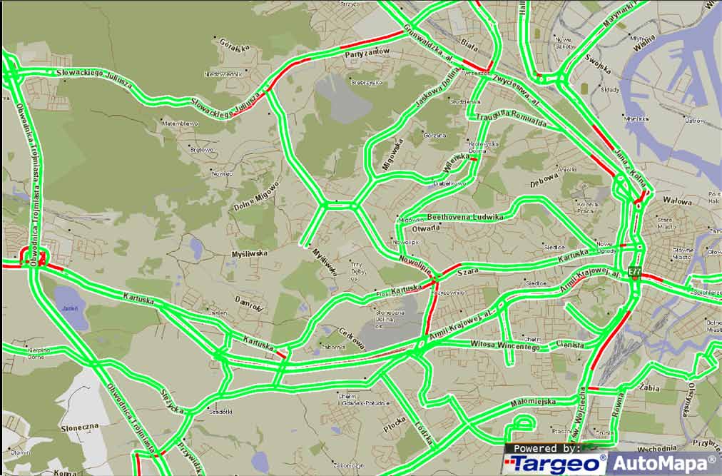 Gdańsk - miejsca permanentnych zatorów 2011 Indigo Sp. z o.o. & Aqurat Sp. z o.o. & Geosystems Polska Sp. z o.o. Gdańsk - wąskie gardła Ulica Odcinek Długość odcinka Okres zakorkowania (w godz.