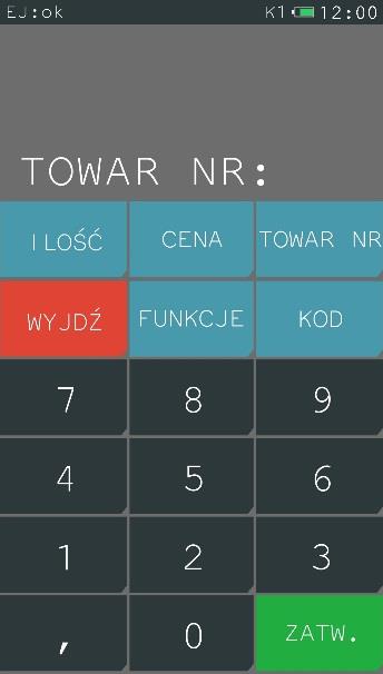 Wprowadź cenę Zatwierdź Wpisanie nazwy towaru FUNKCJE > SZUKAJ NAZWY Sprzedaż rozpoczynamy np. od wyszukania towaru do sprzedaży według nazwy towaru.