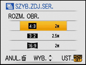 Czynności zaawansowane (robienie zdjęć) [SZYB.ZDJ.SER.] Tryb ten umożliwia robienie zdjęć szybko poruszających się obiektów lub decydujących momentów.