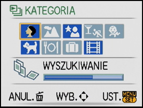 Tryb [ODTW.]: Czynności zaawansowane (odtwarzanie) Wybieranie i wyświetlanie zdjęć ([ODTW. KATEG.]/[ODTW. ULUB.]) [ODTW. KATEG.] Tryb ten umożliwia wyszukiwanie zdjęć według trybów scen lub innych kategorii (np.