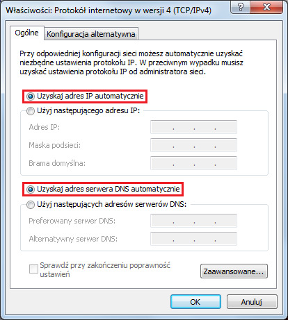 3. Wybierz Protokół Internetowy w wersji 4 (TCP/IP) a następnie kliknij Właściwości.