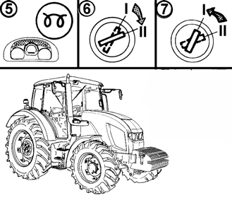 JAZDA CIĄGNIKIEM F11N014 URUCHAMIANIE SILNIKA CIĄGNIKA W wersji standardowej ciągniki są wyposażone w świece żarowe w głowicach cylindrów. 1. Włożyć kluczyk do stacyjki (pozycja 0 ). 2.