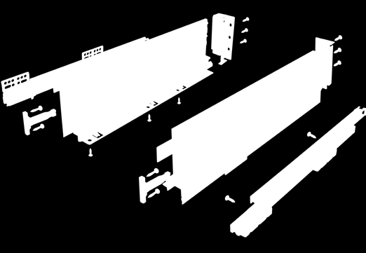 Skład zestawu: bok szuflady l = od 450 do 500 mm mocowanie ścianki tylnej niskie / średnie / wysokie szare / białe