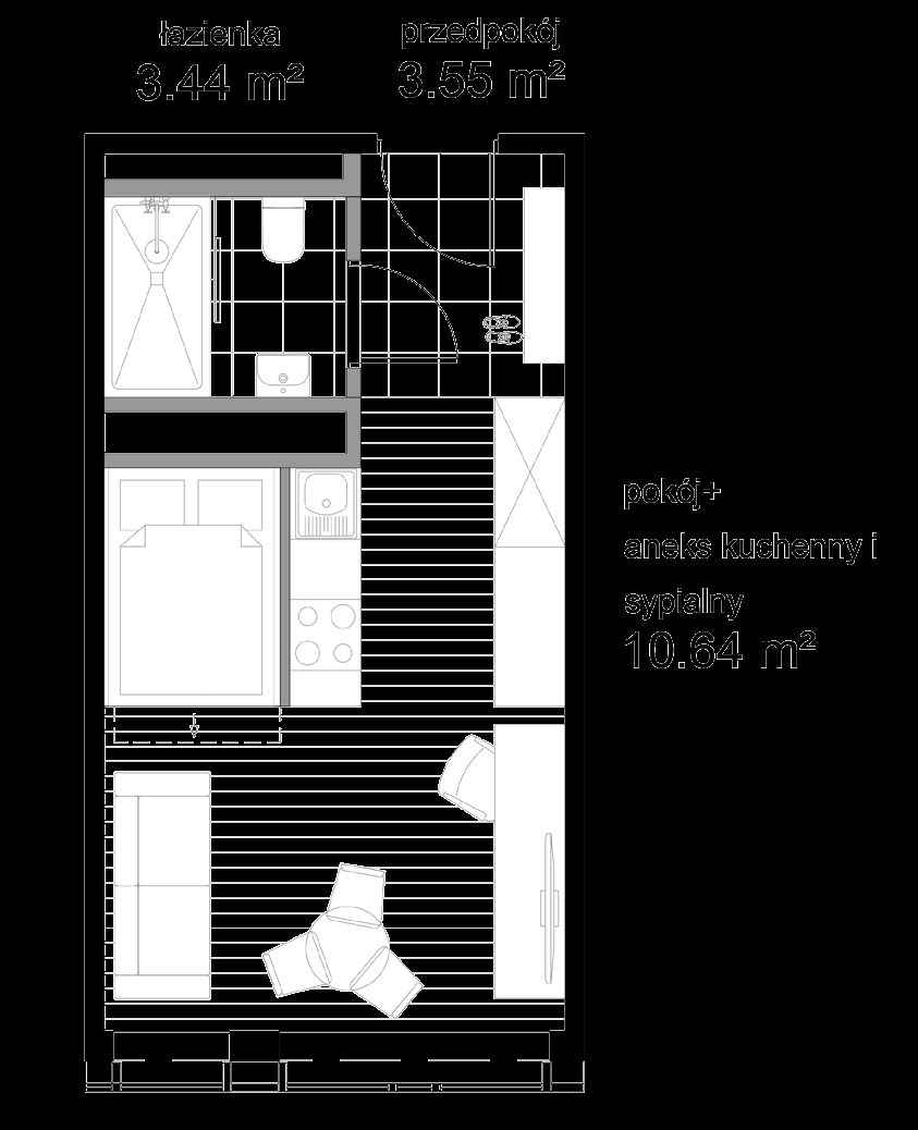 Studio (mieszkanie jednopokojowe z wydzielona sypialnią) Powierzchnia B = 22-30 m2 25 m2 x 7 990 zł = 199 750 zł netto Powierzchnia lokali konkurencji 31,23 m2 x