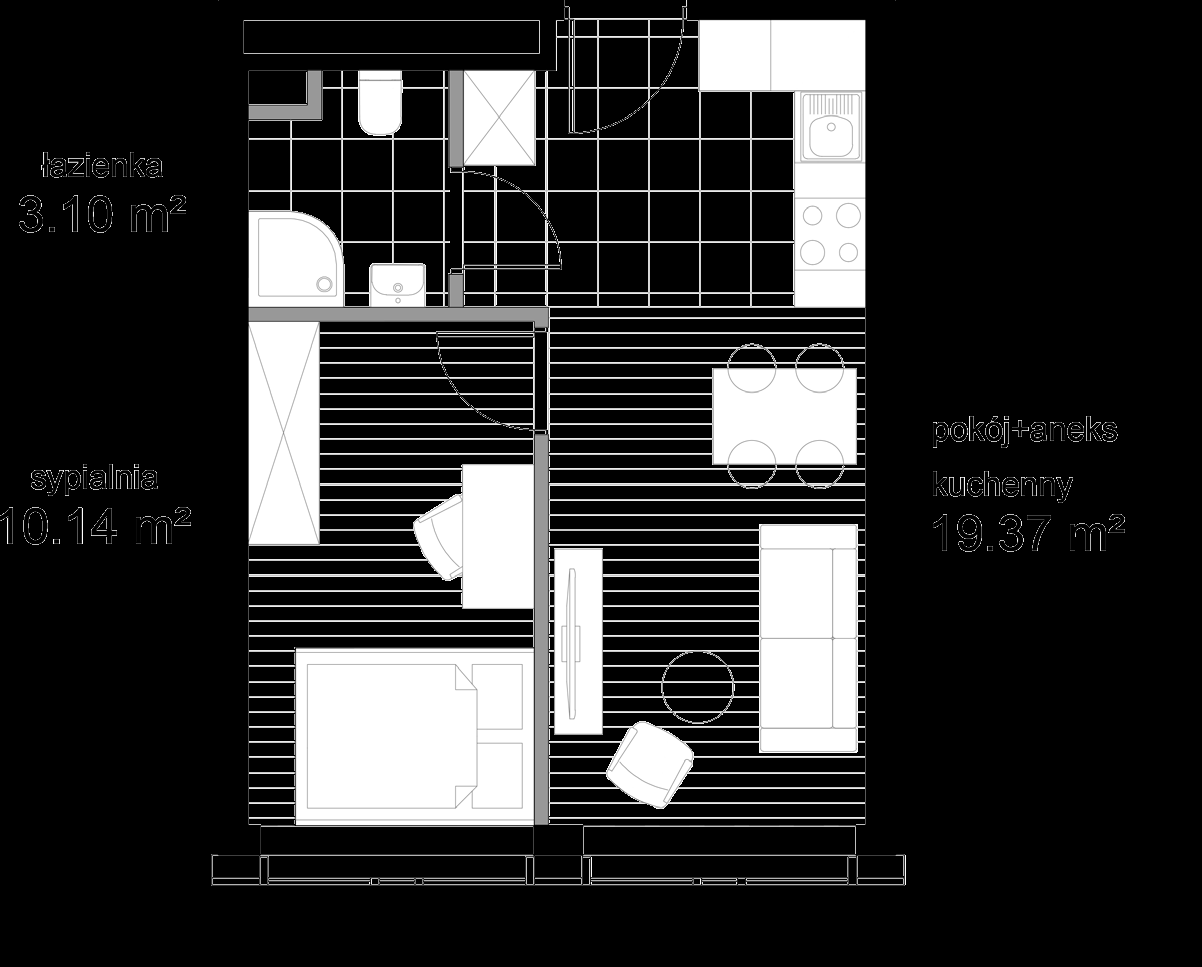 Mieszkanie dwupokojowe: Powierzchnia B = 32-43 m2 Średnio: 35 m2 x 7 990zł = 279 650 zł netto Powierzchnia lokali konkurencji 45.