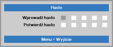 Wstęp 5. Do wprowadzenia hasła możesz użyć przycisków kursora w bloku klawiszy lub w pilocie zdalnego sterowania.