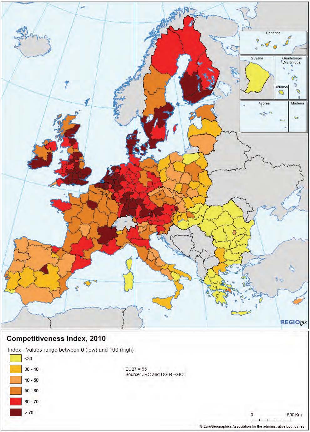 Indeks konkurencyjności regionów UE, w