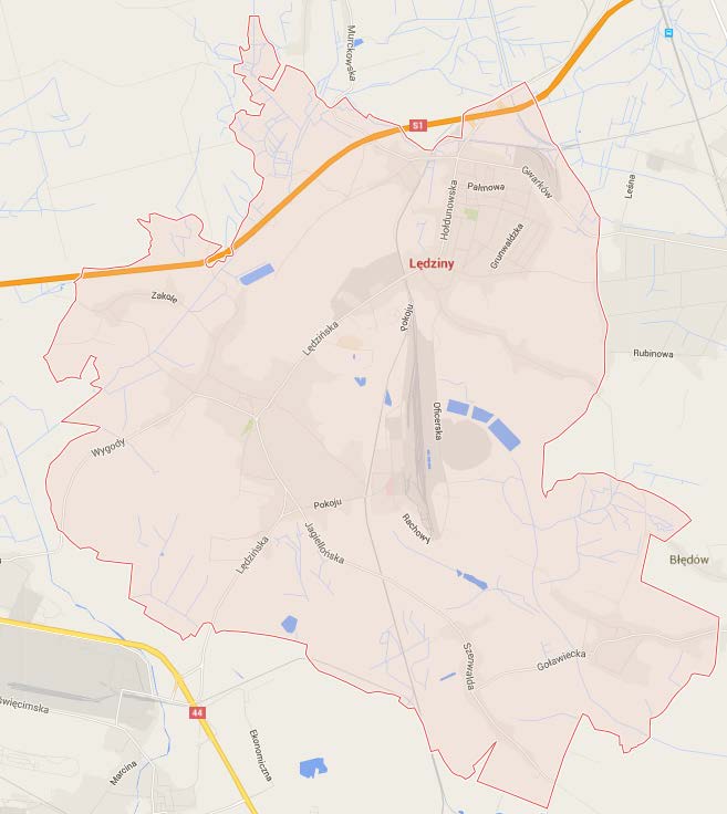 Rysunek 1-3 Mapa gminy Lędziny źródło: google.