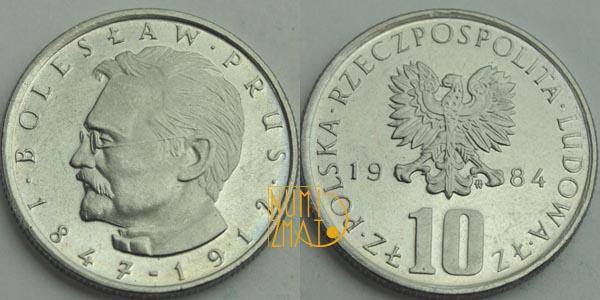 Bolesław Prus na monetach 10 zł 1984 r.