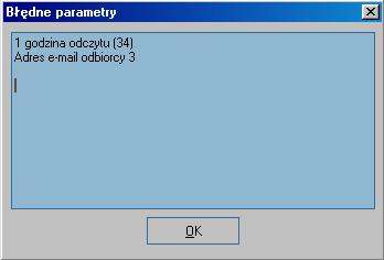 W przypadku wystąpienia błędów w trakcie zapisu konfiguracji na ekranie pojawi się wybrane okno informacyjne : Niezgodność wersji :... Brak połączenia z modułem MKi2-sm.