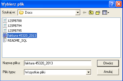 Rysunek 42. Edycja metki dokumentu Po naciśnięciu przycisku Dołącz na ekranie wyświetlane jest okno wyboru pliku do archiwizacji: Rysunek 43.