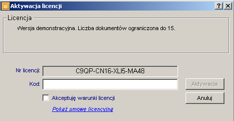 Program korzysta z pliku konfiguracyjnego usr.ini. 2.5. Pierwsze uruchomienie programu Po dwukrotnym kliknięciu na ikonę licencji programu: otwiera się okno aktywowania Rysunek 3.