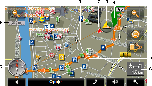 Stuknij w dowolne miejsce na mapie by już wcześniej zmienić tryb na Nawigacja. Wskazówka: Tryb Reality View nie jest dostępny na wszystkich skrzyżowaniach autostrad.