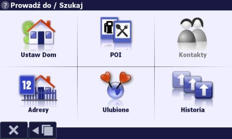 Okno powitalne pozwala na szybki dostęp do wybranych funkcji programu. Możesz rozpocząć nawigację, przejść do przeglądania mapy lub ustawić parametry z odbiornika GPS.