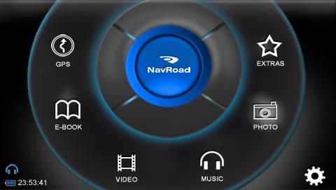 Main menu Launch GPS navigation software Extras Photo browser launch E-Book Statusy: /