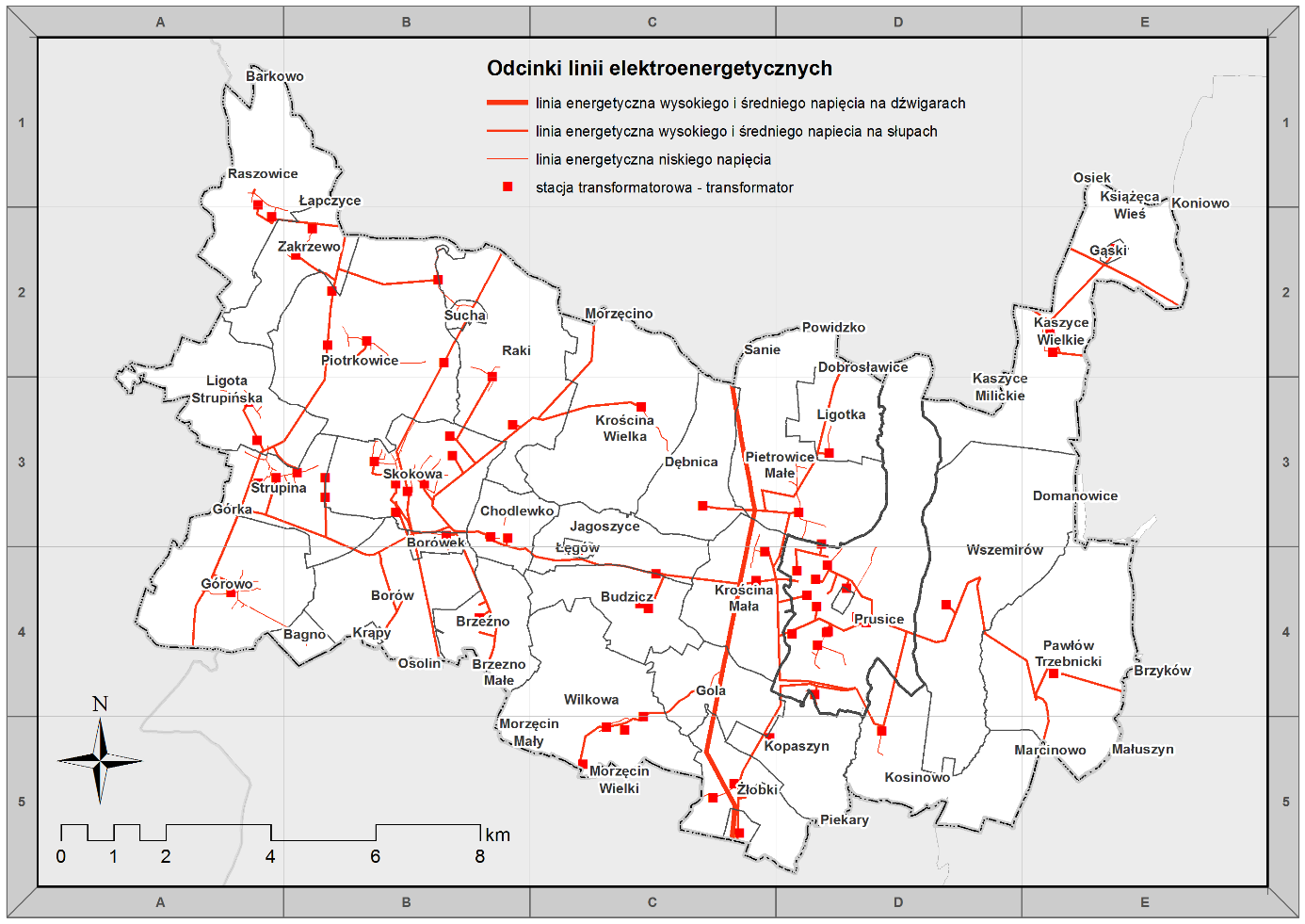 Rys. 35. Sieć energetyczna na terenie gminy 4.