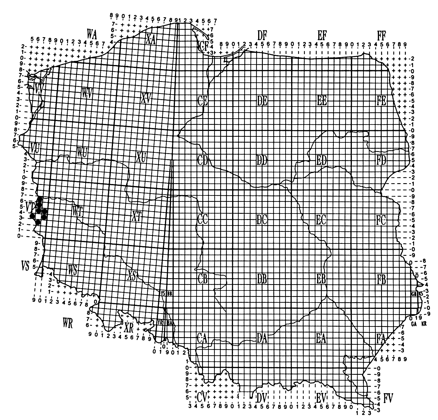 140 J. WENDZONKA Ryc. Rozmieszczenie Hylaeus lineolatus w Polsce. Fig. The distribution of Hylaeus lineolatus in Poland.