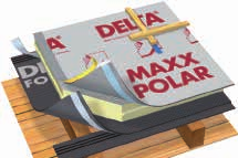 DELTA -MAXX POLAR AL Izolacja nakrokwiowa postaci płyty z poliuretanu. Przeznaczona do montażu na krokwiach lub deskowaniu. Płyta pokryta jest obustronnie warstwą aluminium.