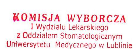 KOMUNIKAT NR 4 WYDZIAŁOWEJ KOMISJI WYBORCZEJ I WYDZIAŁU LEKARSKIEGO Z ODDZIAŁEM STOMATOLOGICZNYM UNIWERSYTETU MEDYCZNEGO W LUBLINIE Wydziałowa Komisja Wyborcza informuje o wynikach I tury wyborów