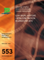 Komunikaty Raporty Ekspertyzy Wyposażenie gospodarstw indywidualnych w techniczne środki produkcji, nr 554 Autor: Bożena Karwat-Woźniak Rok wyd. 2011, 64 s.