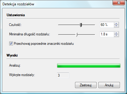 Tworzenie projektu Zobacz też Edycja rozdziałów 20 2.2.2 Automatyczne tworzenie rozdziałów Istnieje możliwość automatycznego lacji.