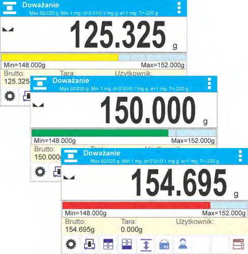 14.2. Doważanie przyciski szybkiego dostępu Każdy z modów ma zestaw domyślnych przycisków, które są pokazywane automatycznie po wybraniu modu.