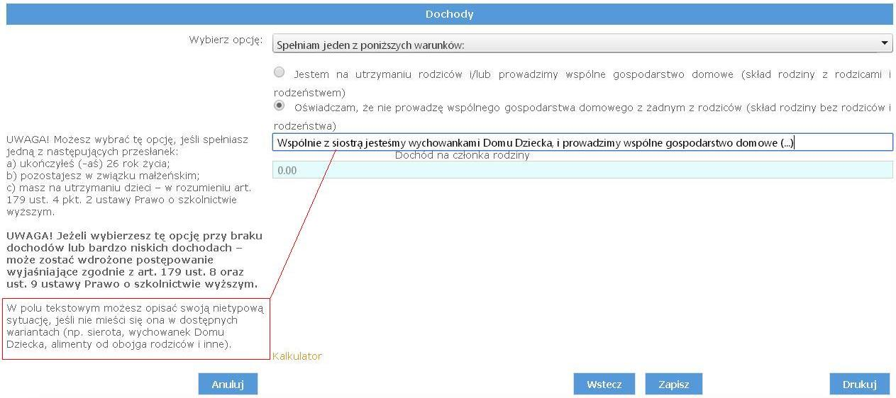 Skład rodziny w powyższym wariancie przedstawia się następująco: Ty (wnioskodawca), Twoi rodzice oraz Twoje rodzeństwo w wieku do 26 roku życia (jeśli w wieku 18-26 lat rodzeństwo możesz zgłosić