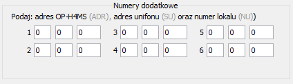 4.7.5. Numeracja dodatkowa Za pomocą tej funkcji użytkownik może edytować sześć przypisań słuchawek unifonu do numerów lokali.