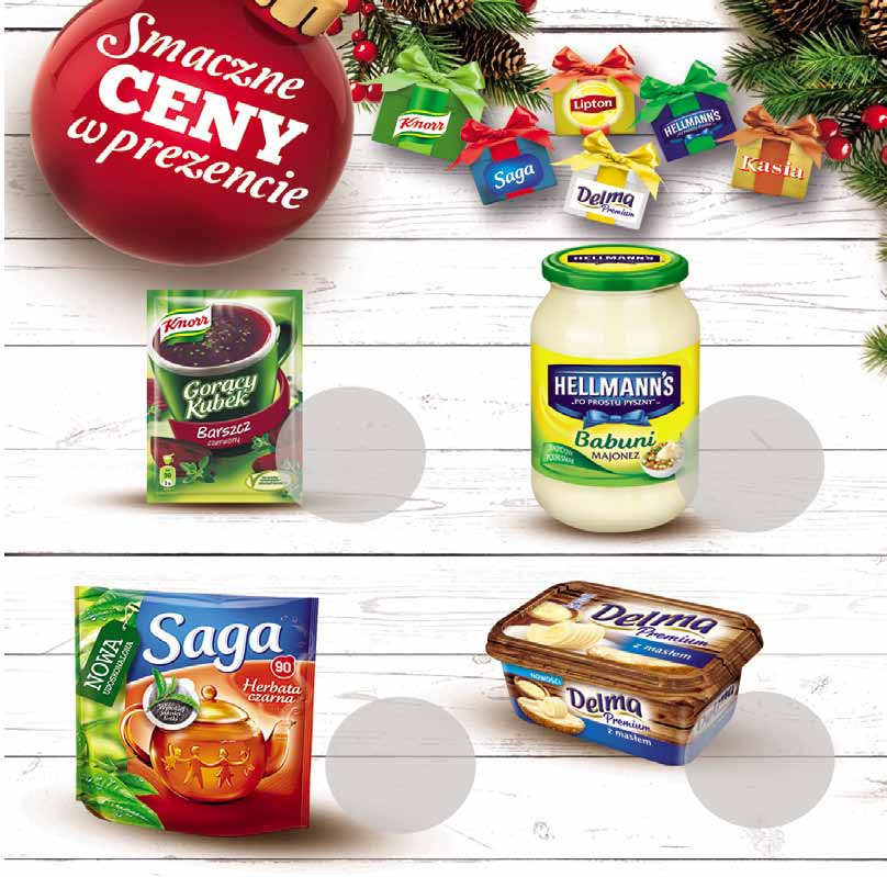 0 95 3 99 GORĄCY KUBEK KNORR 12-20g ( wybrane smaki ) 100g - 7,92-4,75zł MAJONEZ HELLMANN S 450ml ( 2 rodzaje ) 3 99 HERBATA SAGA 90t 1 opak 2 99