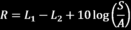 Gdzie: L 1 uśredniony poziom ciśnienia dźwięku w pomieszczeniu nadawczym L 2 uśredniony poziom ciśnienia dźwięku w pomieszczeniu odbiorczym S