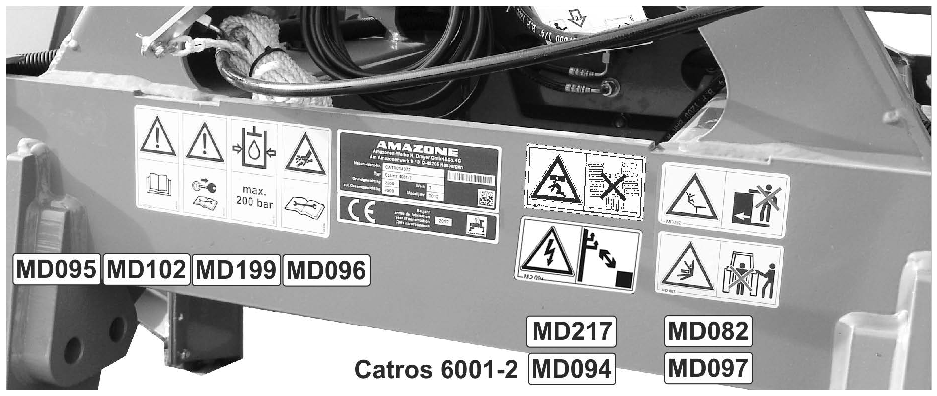 Ogólne wskazówki dotyczące bezpieczeństwa Znak ostrzegawczy Catros 4001-2 / 5001-2 / 6001-2 Rys. 3 Rys.