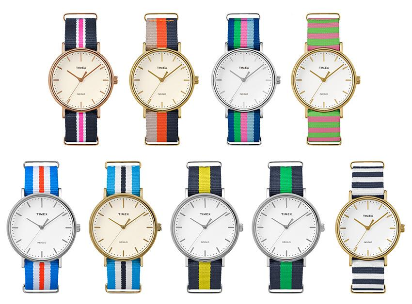 Kultowy motyw pasków znajdziecie również w wiosennej kolekcji Fairfield Weekender od producenta zegarków Timex.