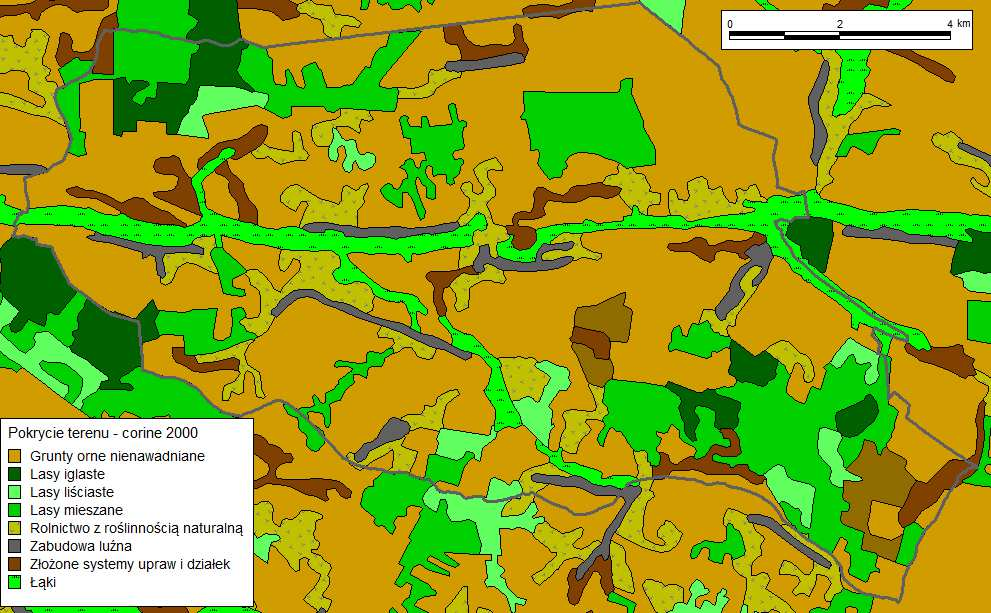 Rys. Pokrycie terenu gminy Kraśniczyn.