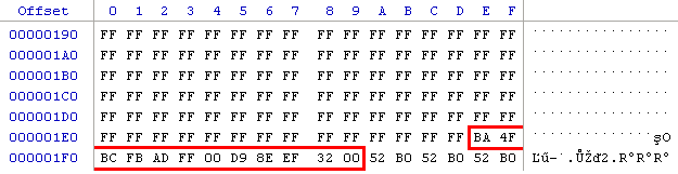 DEKODOWANIE STEROWNIKA: Wpis immobiliser a zapisany jest w adresach od 01EE do 01F9 (widok 8-bitowy).