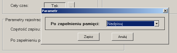 Zakończenie rejestracji może odbywać się Od zegara, Od przycisku. Zarówno rozpoczęcie jak i zakończenie rejestracji można ustawiać według potrzeb.