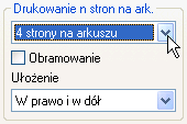 1 DRUKOWANIE Z SYSTEMU WINDOWS Drukowanie wielu stron na jednej stronie arkusza Dzięki tej funkcji można zmniejszyć dokument i wydrukować dwie, cztery, sześć, osiem lub szesnaście stron na jednym