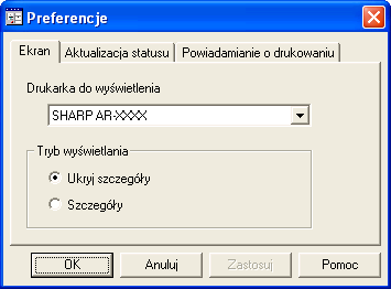 OPROGRAMOWANIE DRUKARKI Korzystanie z oprogramowania narzędziowego drukarki (część ) Zmienianie ustawień Printer Status Monitor Program Printer Status Monitor po zainstalowaniu zwykle działa w