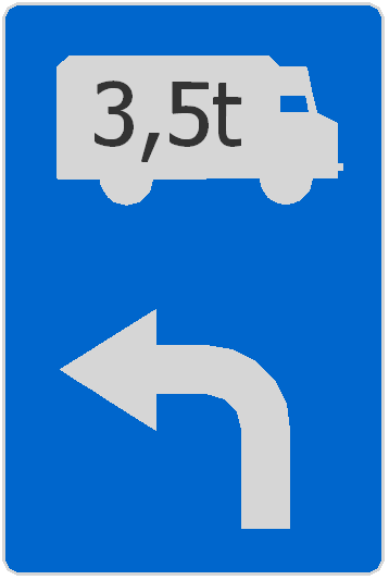 Znak F-8 objazd w związku z zamknięciem drogi stosuje się w celu wskazania trasy objazdu sąsiednimi drogami umieszcza sie go przed odcinkami drogi zamkniętej dla ruchu (wym.