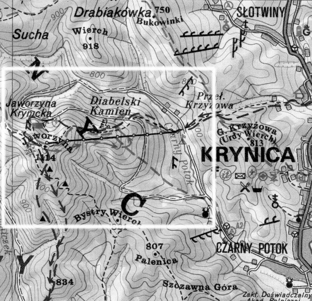 Typologia bioklimatyczna Jaworzyny Krynickiej i Doliny Czarnego Potoku 77 łagodne. Omawiany obszar rozciąga się od wysokości 600 m n.p.m. dno doliny Czarnego Potoku do 1114,0 m n.p.m. szczyt Jaworzyny Krynickiej.