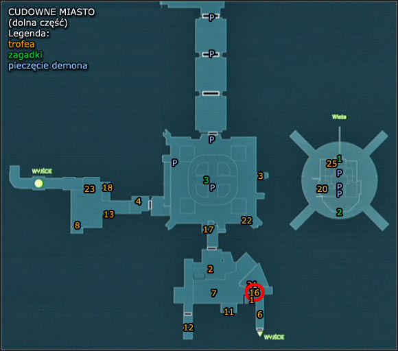 Oprócz zapoznania się z opisem trofeum 16 możesz je także odnaleźć na dołączonej do rozdziału o Cudownym Mieście mapce