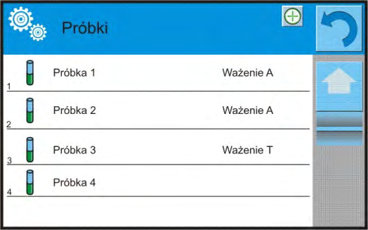 komunikaty, informujące użytkownika o kolejnych krokach, jakie powinien wykonać. Należy na szalce umieścić opakowanie dla próbki i nacisnąć przycisk < >.