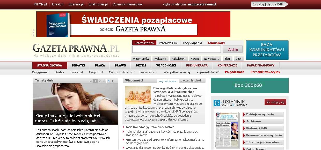 7. Box Reklama w formie prostokąta o wymiarach 300x45(90) pikseli, emitowana w prawej szpalcie strony. Może mied postad statyczną lub animowaną. Typ: Obrazek 1.