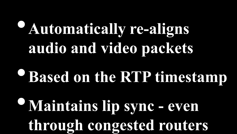 QoS - Lip Sync through Routers A13 V13 Lip Sync Correction A13 V13 A12 V12 A11 V11 A10 V10 A12 V12 A11 A10 V11 V10 A10 A11 A12 V10 V11