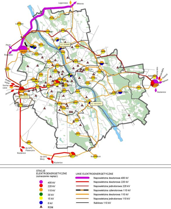 Wprowadzenie Stacje w miastach System elektroenergetyczny Warszawy 51 stacji 110/15 kv (42 energetyki zawodowej, 9 przemysłowych) 5376 stacji 15/0,4 kv.