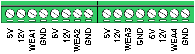 4.2.2. Wejścia analogowe (napięciowe) VamsterH wyposażony został w cztery wejścia analogowe do pomiaru napięcia w zakresie 0-10V. Masa wejść analogowych jest połączona galwanicznie z masą sterownika.