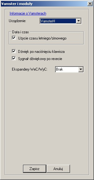 5. Sposób tworzenia urządzenia z wykorzystaniem VamsteraH utworzyć pogram w Vamgrafie wybierając jako typ Vamstera VamsterH przetestować program na PC przy użyciu wbudowanego symulatora sprawdzić