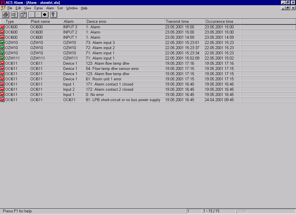 Oprogramowanie do obsługi alarmów Informacje ogólne Alarm Oprogramowanie do obsługi alarmów służy do odbioru i dalszej obróbki alarmów i stanu instalacji.